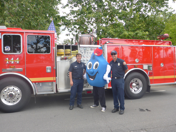 Little Drop hanging out with his Fire Fighting friends from Station 144