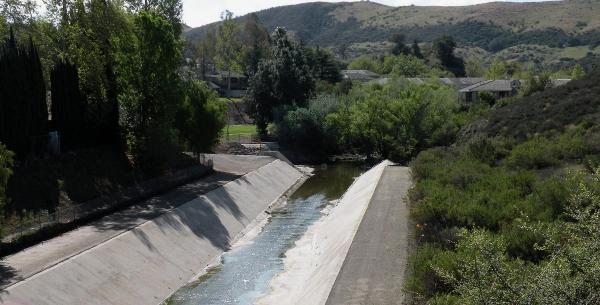 The concrete channel before restoration