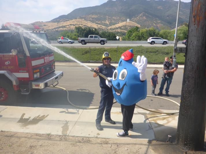 Little Drop testing his fire fighting skills